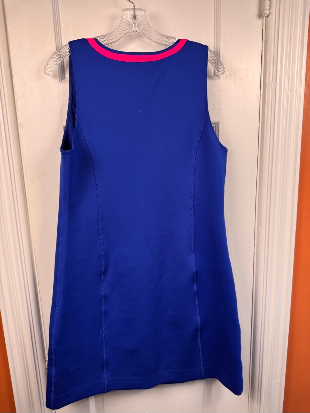 Lilly Pulitzer Cobalt Shift Dress with Hot Pink and Yellow Trim - Picture 3 of 4